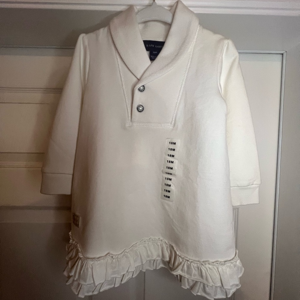 Ralph Lauren Toddler Creme Cardigan Dress.